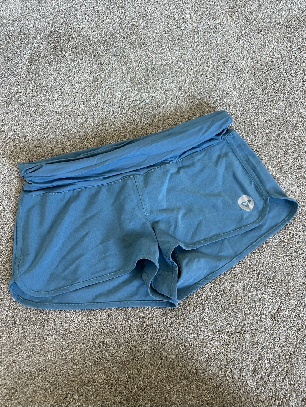 Roxy Women's Teal Fold-Over Waist Athletic Shorts